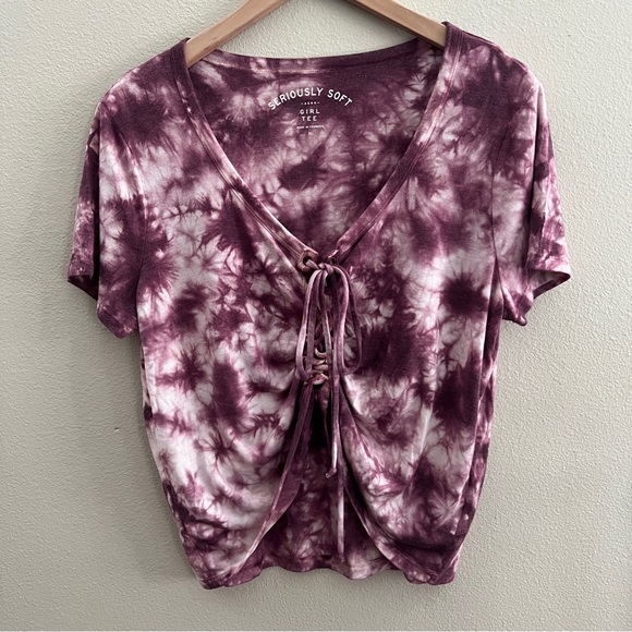 Aeropostale Tie-Dyed Top, Burgundy & White, Size XL, EUC - Picture 1 of 3